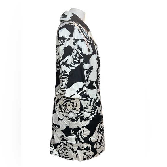 ECI NEW YORK | FLORAL POCKETED 3/4 SLEEVE BUTTON UP TRENCH COAT WOMENS SZ SMALL - Picture 4 of 9